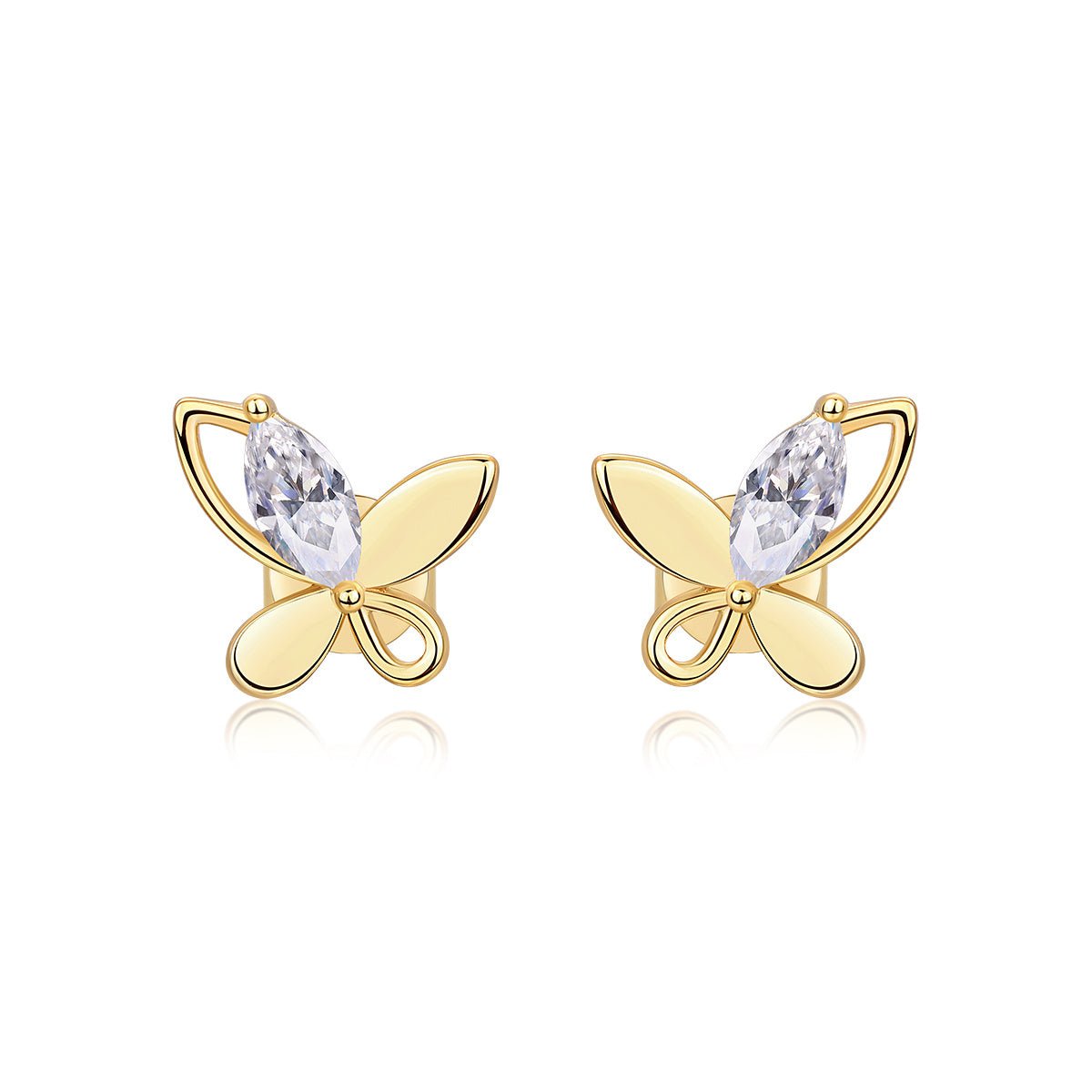 Boucles d'oreilles papillon S925 argent plaqué or Moissanite D-VVS1 4.8g Cadeau! - IVOIRART.COM