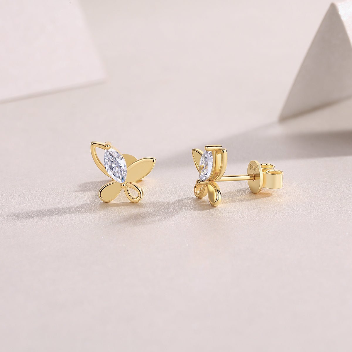 Boucles d'oreilles papillon S925 argent plaqué or Moissanite D-VVS1 4.8g Cadeau! - IVOIRART.COM
