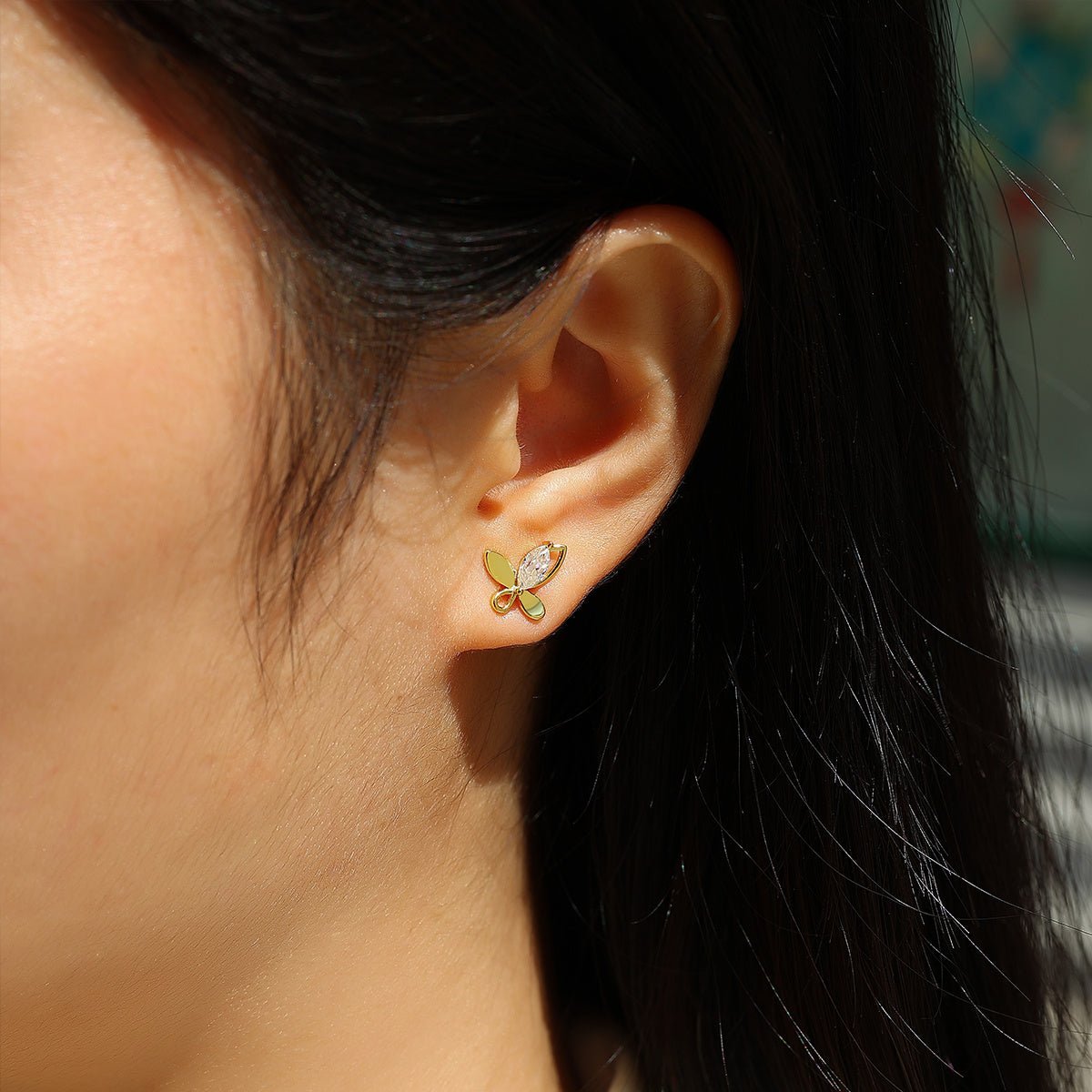 Boucles d'oreilles papillon S925 argent plaqué or Moissanite D-VVS1 4.8g Cadeau! - IVOIRART.COM