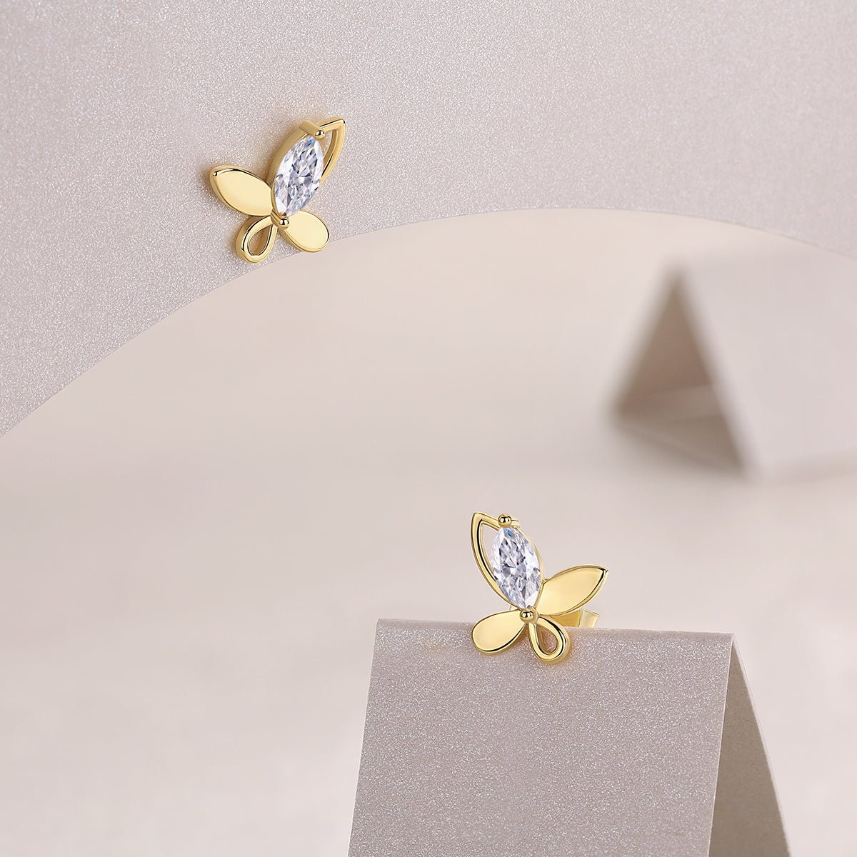 Boucles d'oreilles papillon S925 argent plaqué or Moissanite D-VVS1 4.8g Cadeau! - IVOIRART.COM