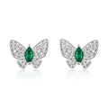 Boucles d'oreilles papillon S925 argent sterling, rubis saphir émeraude plaquéPt - IVOIRART.COM
