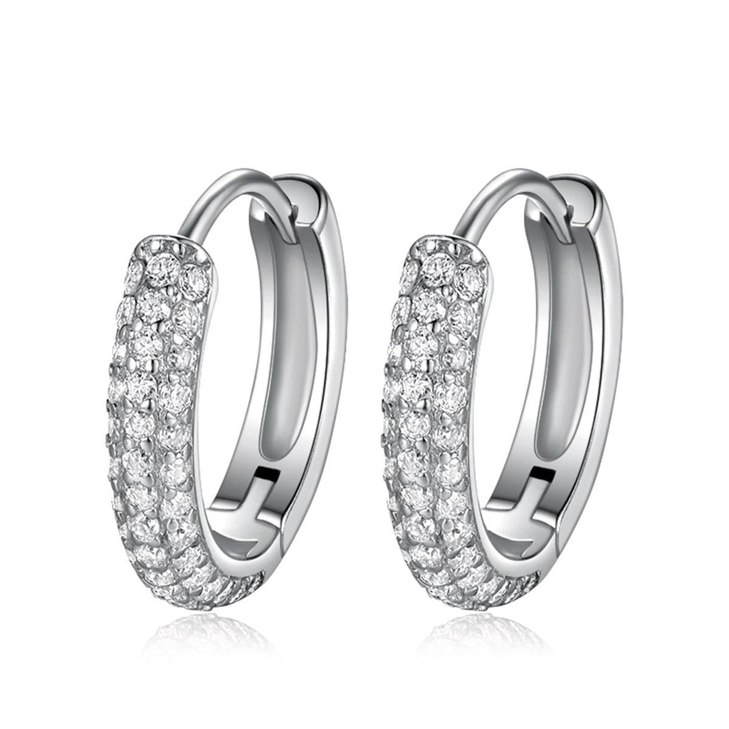 Boucles d'oreilles pavées S925 argent 86 moissanites D-VVS1 plaqué platine 1.7g - IVOIRART.COM