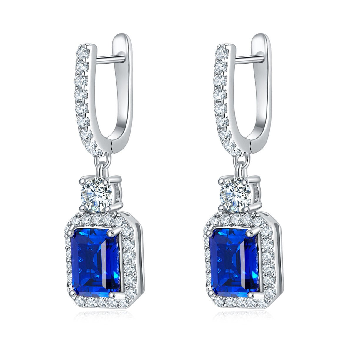 Boucles doreilles pendant S925 argent labgrown émeraude 6x8mm 6ct plaqué platine - IVOIRART.COM