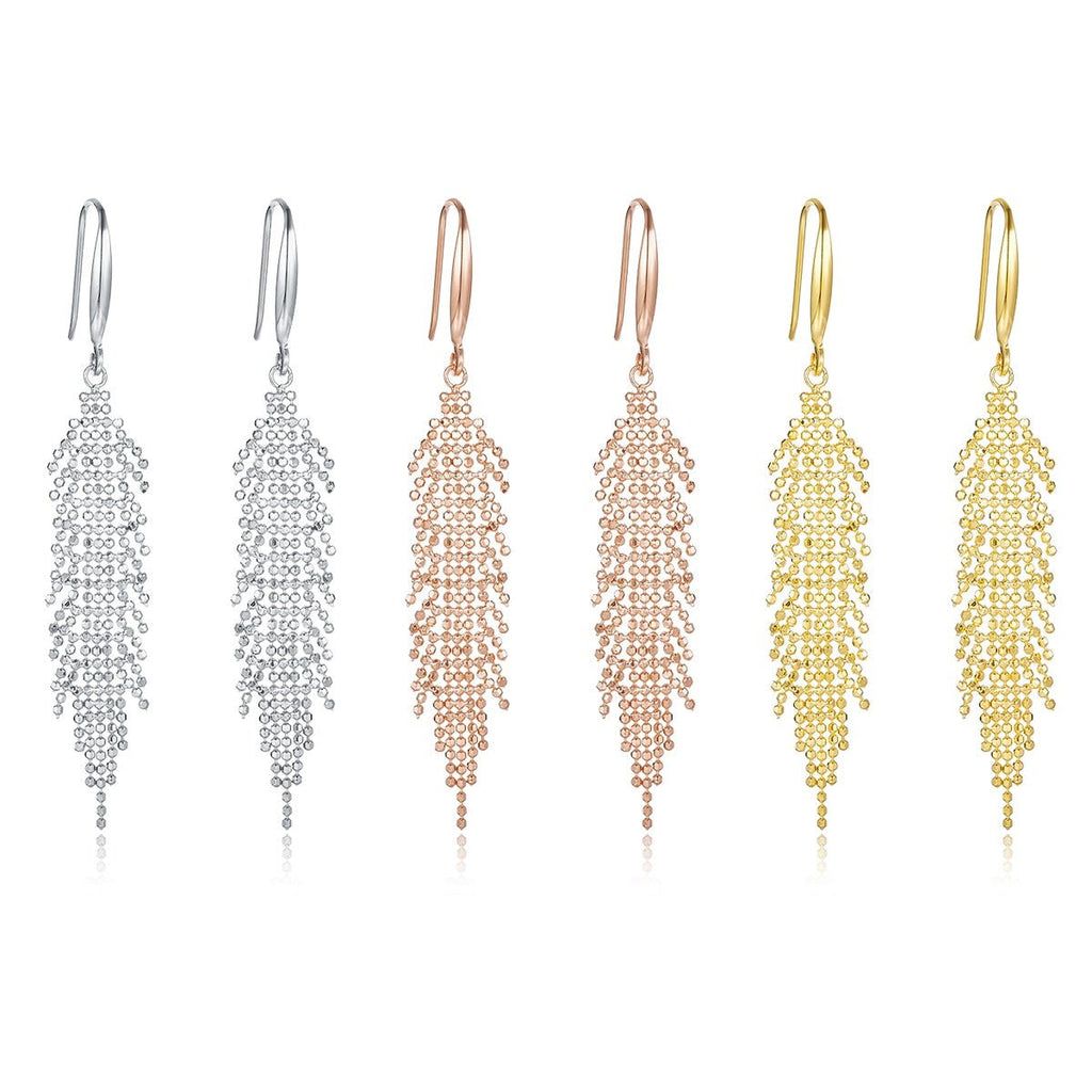 Boucles d'oreilles pendantes à pompons argent sterling S925 59,8 mm légères - IVOIRART.COM