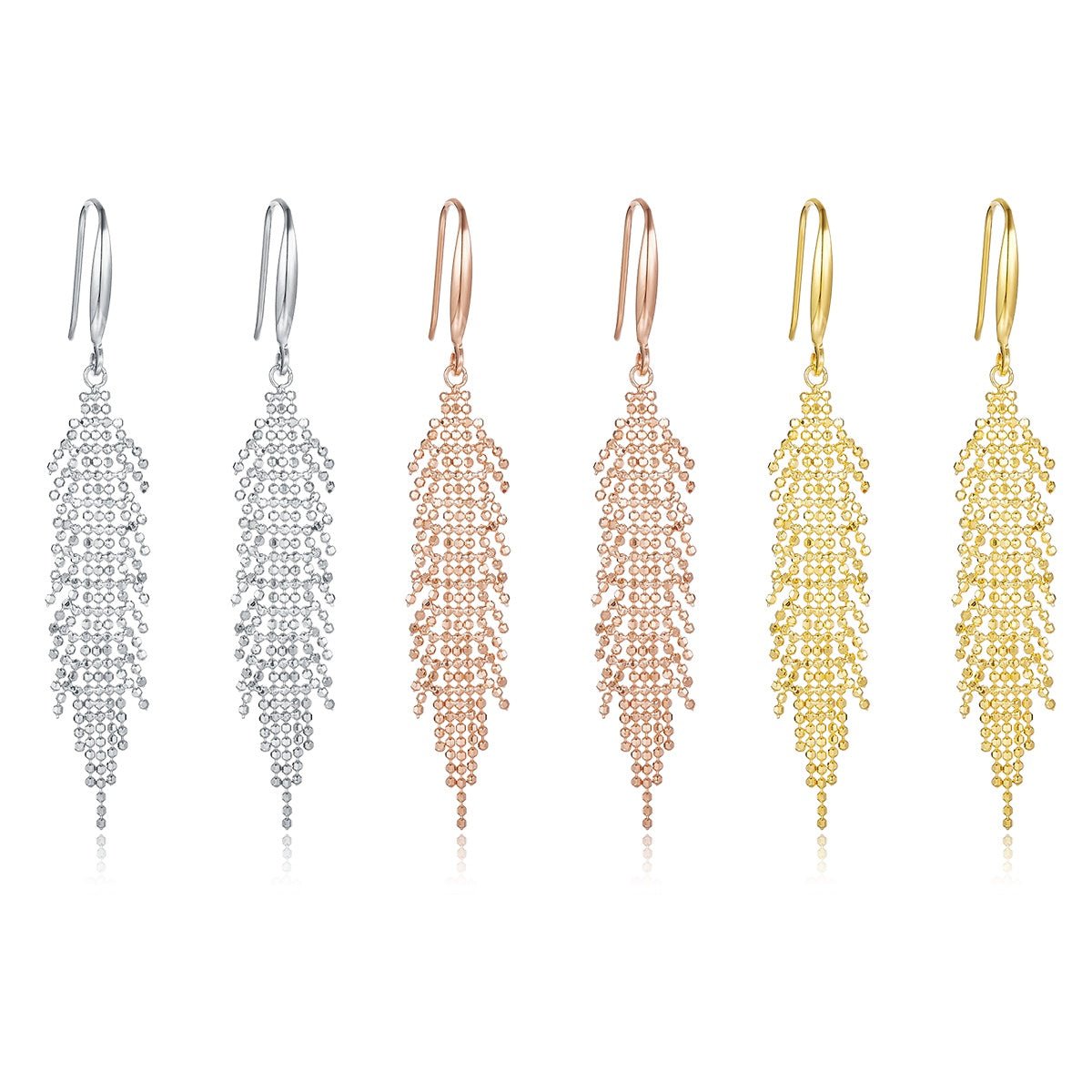 Boucles d'oreilles pendantes à pompons argent sterling S925 59,8 mm légères - IVOIRART.COM