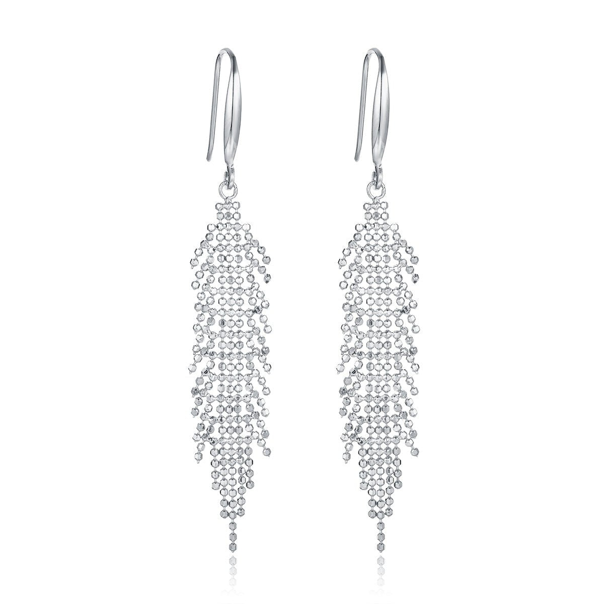Boucles d'oreilles pendantes à pompons argent sterling S925 59,8 mm légères - IVOIRART.COM