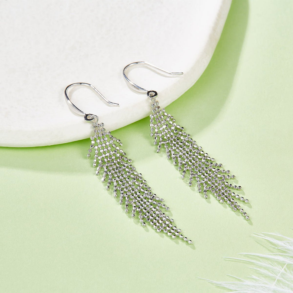 Boucles d'oreilles pendantes à pompons argent sterling S925 59,8 mm légères - IVOIRART.COM