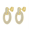 Boucles d'oreilles pendantes cercle pavé complet en moissanite plaqué or argent sterling S925, coffret cadeau luxe - IVOIRART.COM