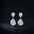 Boucles d'oreilles pendantes en argent 925 plaqué platine, moissanite poire 6x9mm - IVOIRART.COM