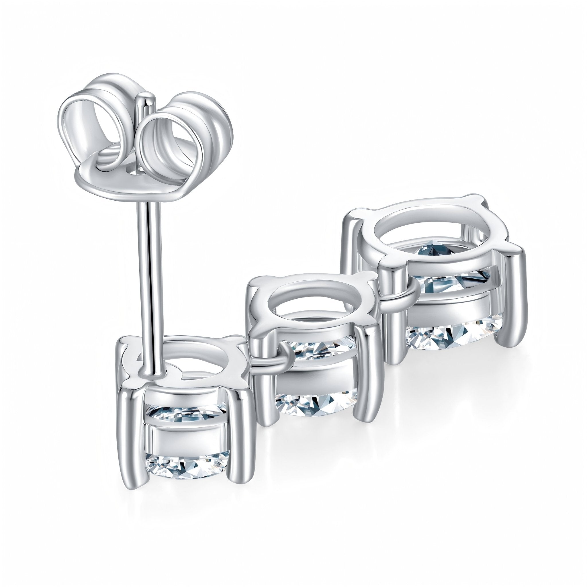 Boucles d'oreilles pendantes en argent S925 Moissanite 3 pierres rondes - IVOIRART.COM