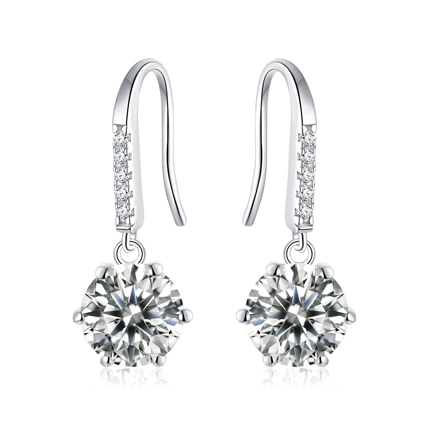 Boucles d’oreilles pendantes en argent sterling S925 0,5CT moissanite avec crochet long plaqué platine - IVOIRART.COM