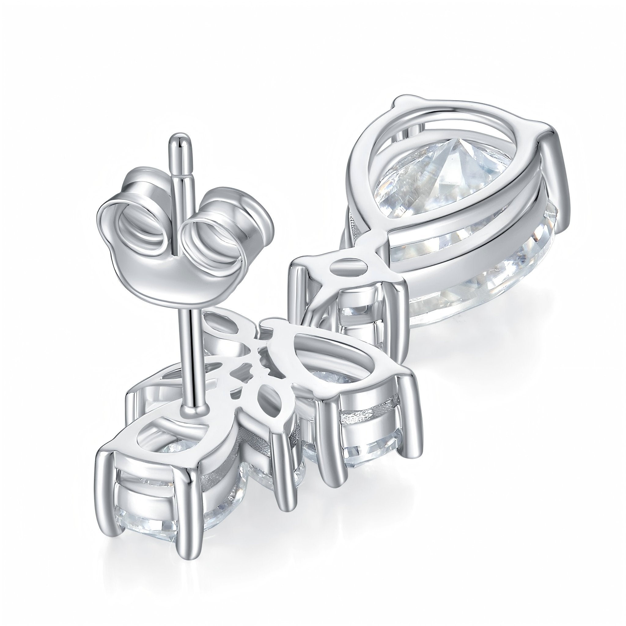 Boucles d’oreilles pendantes en argent sterling S925 avec moissanite taille poire 7x11 mm, motif floral élégant, plaqué platine, coffret cadeau - IVOIRART.COM