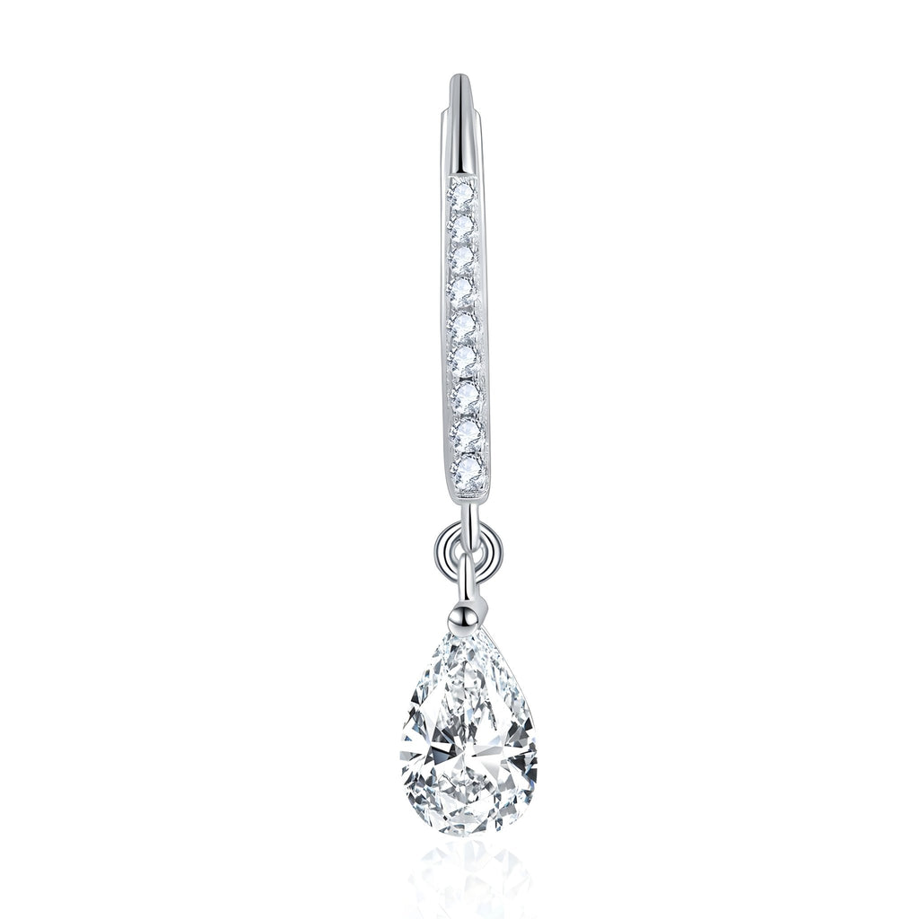 Boucles d’oreilles pendantes en argent sterling S925, Moissanite poire 5x8mm, créoles pavées, placage platine, certificat GRA, coffret cadeau - IVOIRART.COM