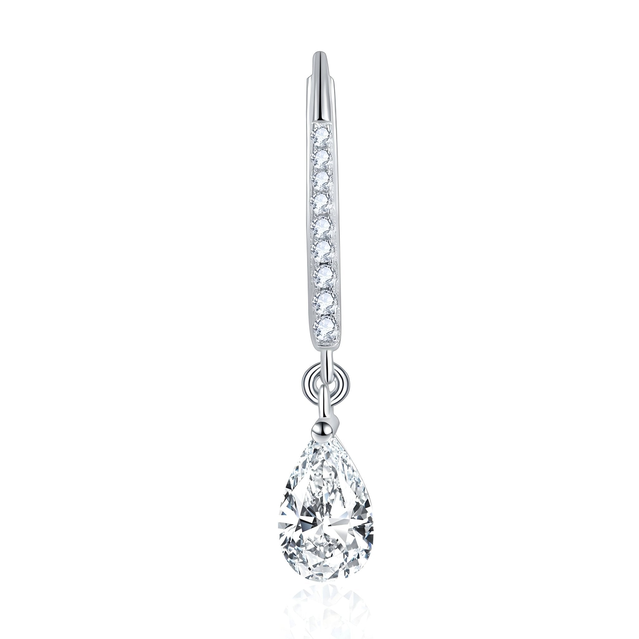 Boucles d’oreilles pendantes en argent sterling S925, Moissanite poire 5x8mm, créoles pavées, placage platine, certificat GRA, coffret cadeau - IVOIRART.COM