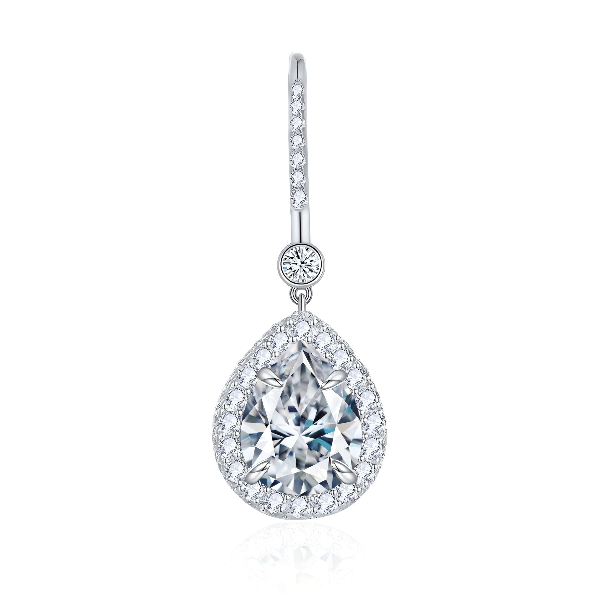 Boucles d'oreilles pendantes en argent sterling S925, moissanite poire 7x9mm, sertissage platine, certifié GRA, coffret cadeau femme - IVOIRART.COM