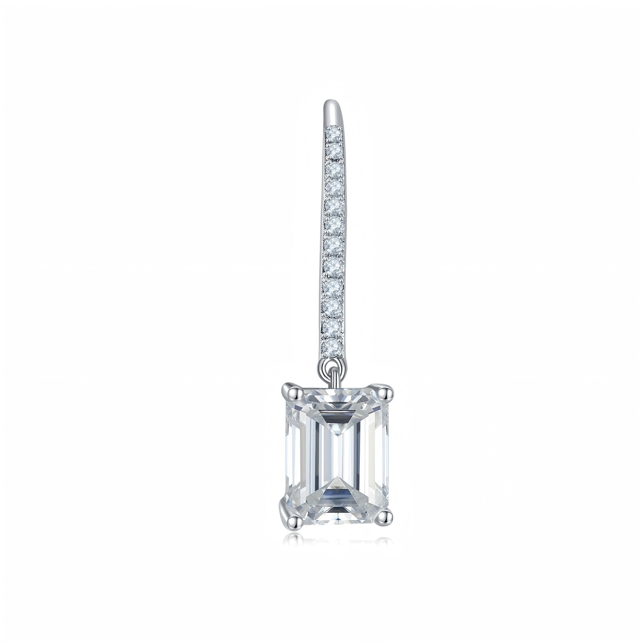 Boucles d'oreilles pendantes en argent sterling S925, moissanite taille émeraude 6x8 mm, crochet plaqué platine, certificat GRA, coffret cadeau élégant femmes - IVOIRART.COM