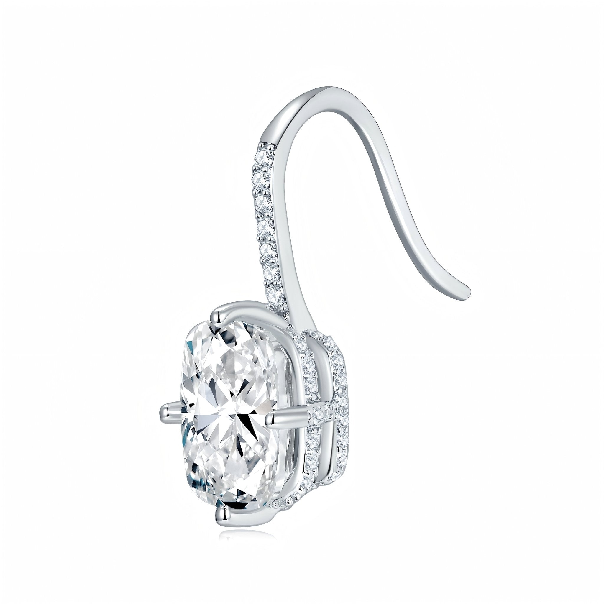 Boucles d'oreilles pendantes en argent sterling S925 plaqué platine avec moissanite coussin ovale 7x9mm, certificat GRA, cadeau élégant pour femme - IVOIRART.COM