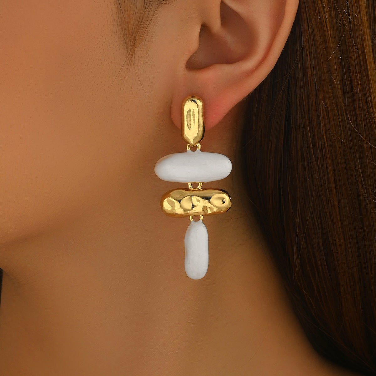Boucles d'oreilles pendantes femmes EU/US, émail géométrique premium polyvalent! - IVOIRART.COM