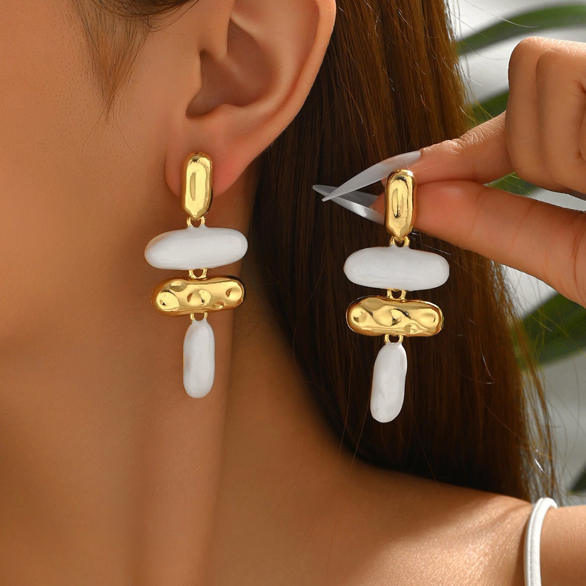 Boucles d'oreilles pendantes femmes EU/US, émail géométrique premium polyvalent! - IVOIRART.COM