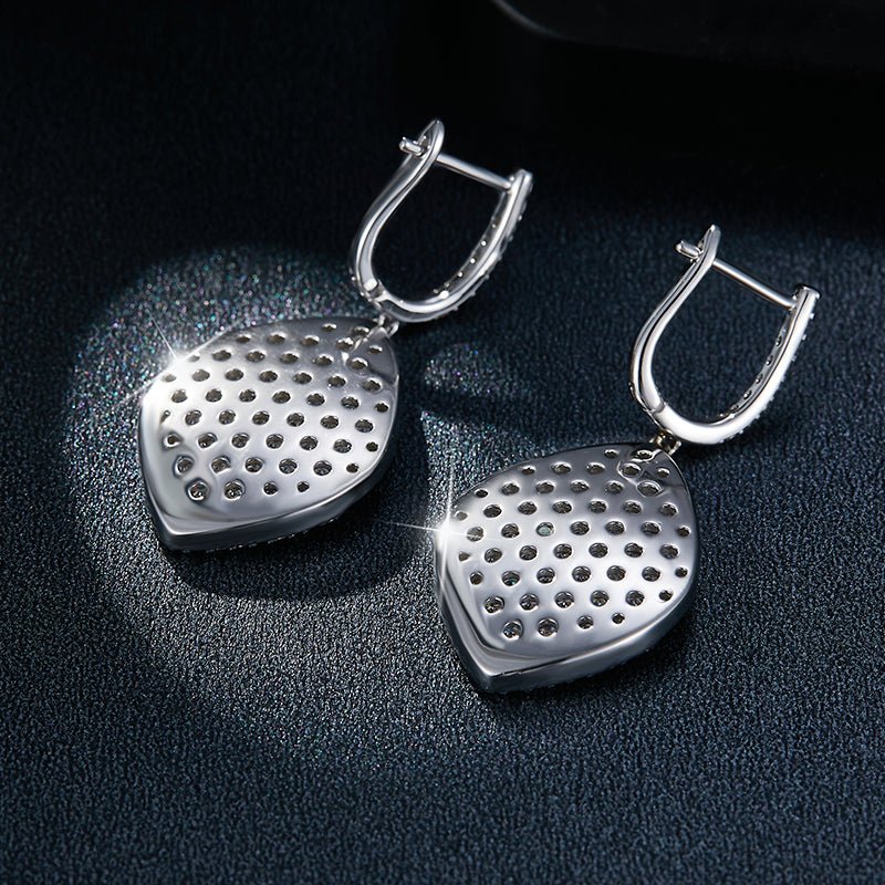 Boucles d’oreilles pendantes feuille en argent S925 plaqué platine avec moissanite pavée – certificat GRA, coffret cadeau luxe - IVOIRART.COM