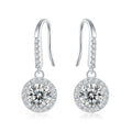 Boucles d'oreilles pendantes halo moissanite en argent sterling S925 0,5 ou 1CT, plaqué platine, avec certificat GRA, coffret cadeau pour femmes - IVOIRART.COM