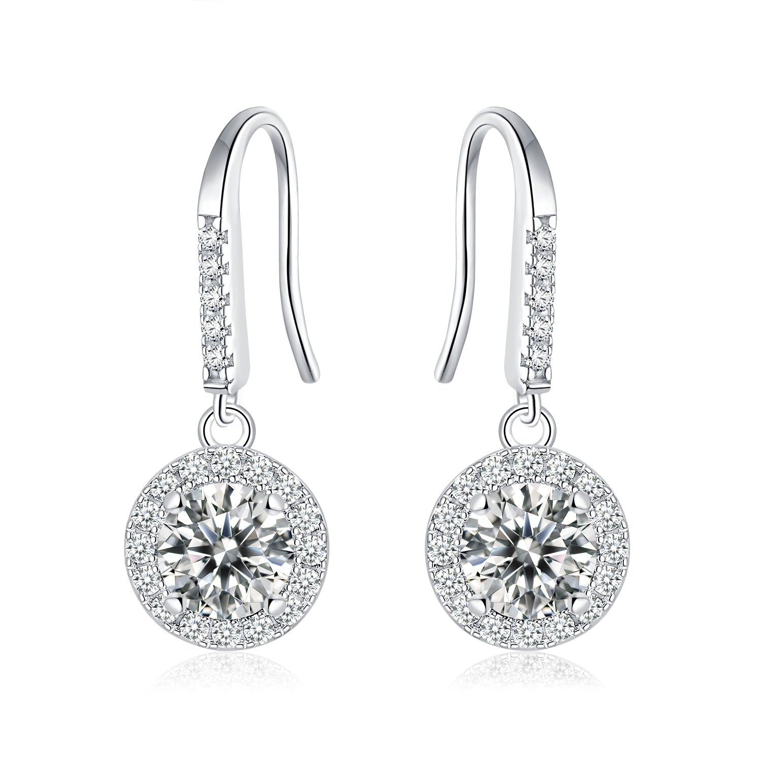 Boucles d'oreilles pendantes halo moissanite en argent sterling S925 0,5 ou 1CT, plaqué platine, avec certificat GRA, coffret cadeau pour femmes - IVOIRART.COM
