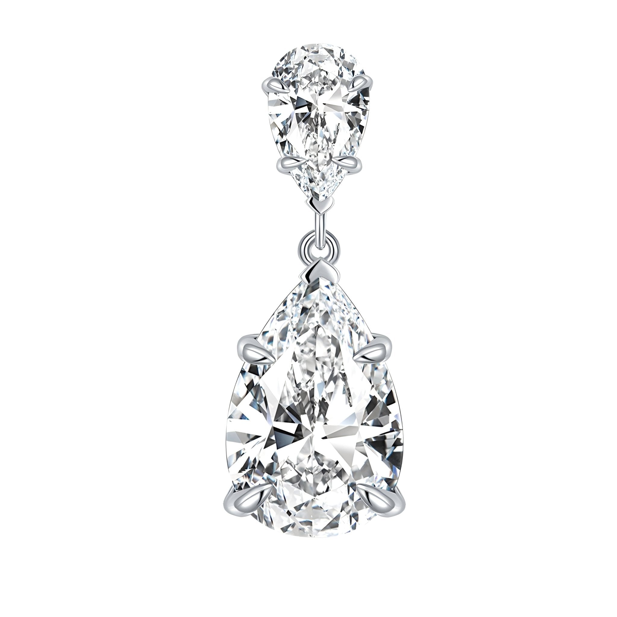 Boucles d'Oreilles Pendantes Moissanite Poire 7x11mm en Argent Sterling S925 - IVOIRART.COM