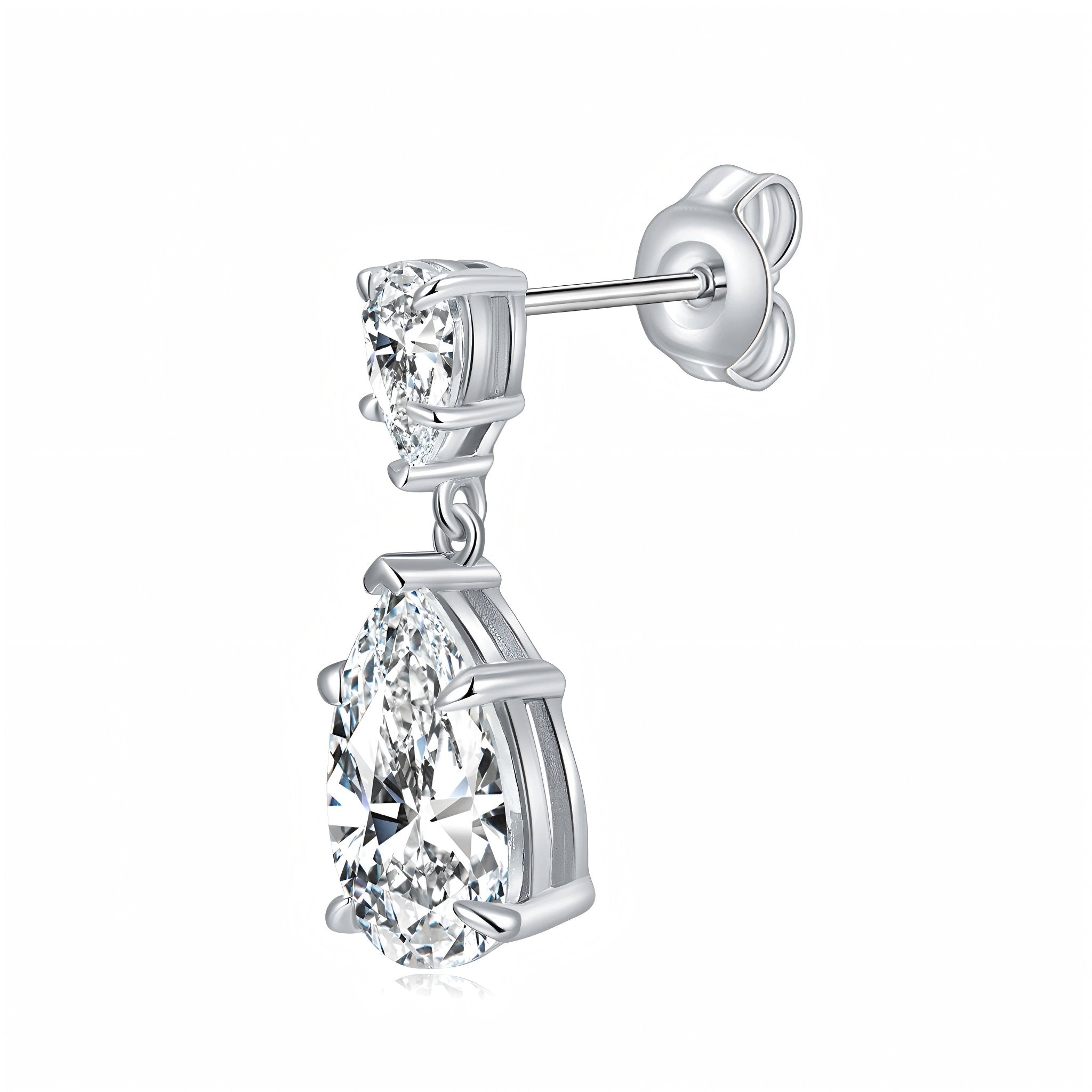 Boucles d'Oreilles Pendantes Moissanite Poire 7x11mm en Argent Sterling S925 - IVOIRART.COM