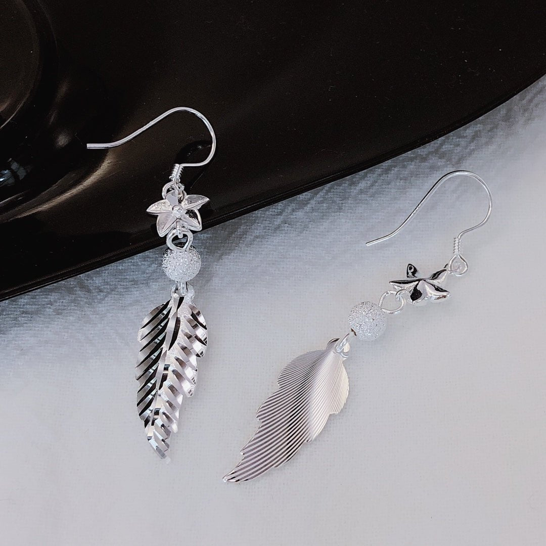 Boucles d'oreilles pendantes plume étoile en argent sterling 999, style bohème tendance, parfaites pour cadeaux d'anniversaire - IVOIRART.COM