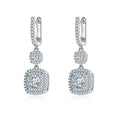 Boucles d'oreilles pendantes S925 argent 1ct Moissanite D-VVS1 double halo cadeau - IVOIRART.COM