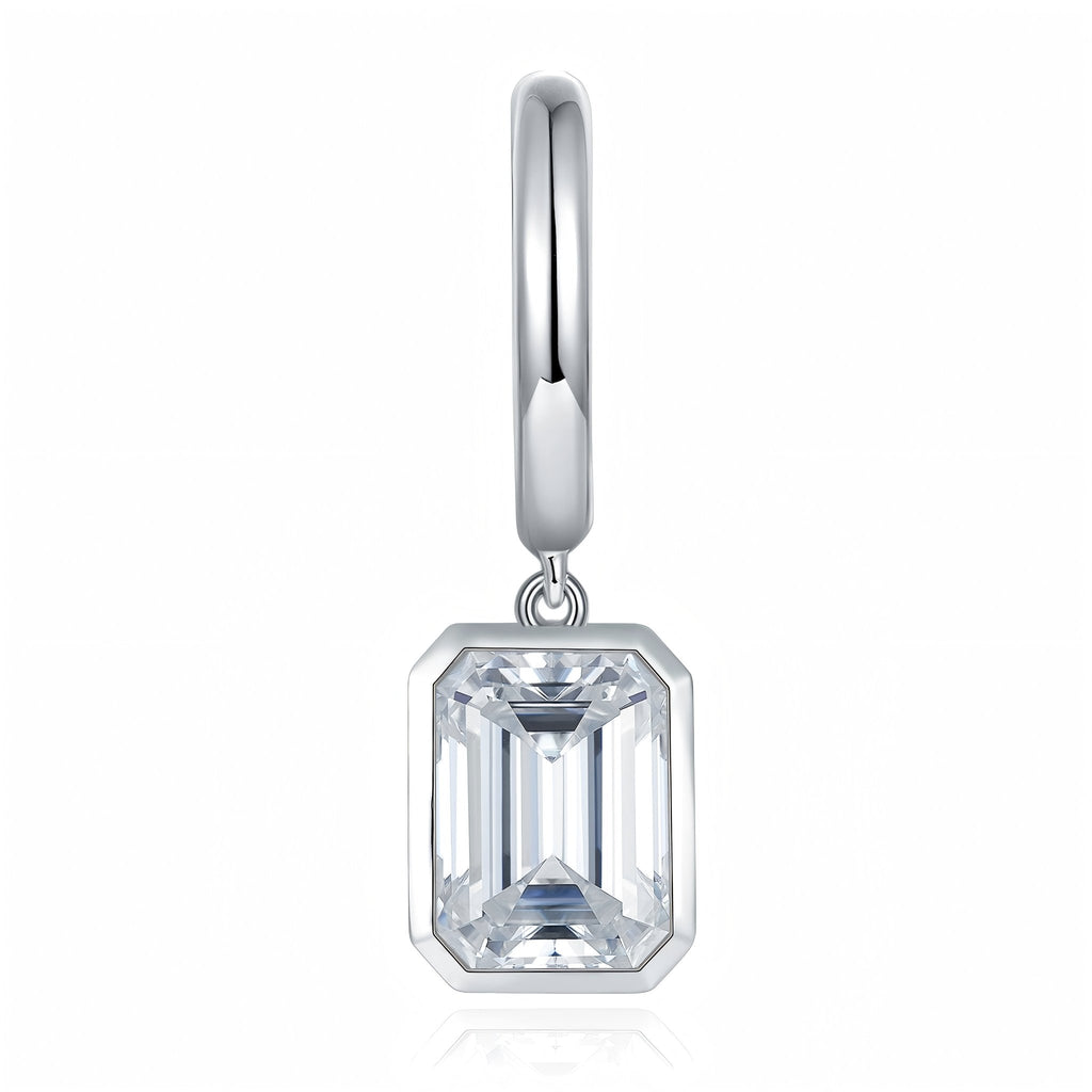 Boucles d’oreilles pendentif Moissanite taille émeraude 6x8mm en argent S925 plaqué platine set cadeau - IVOIRART.COM
