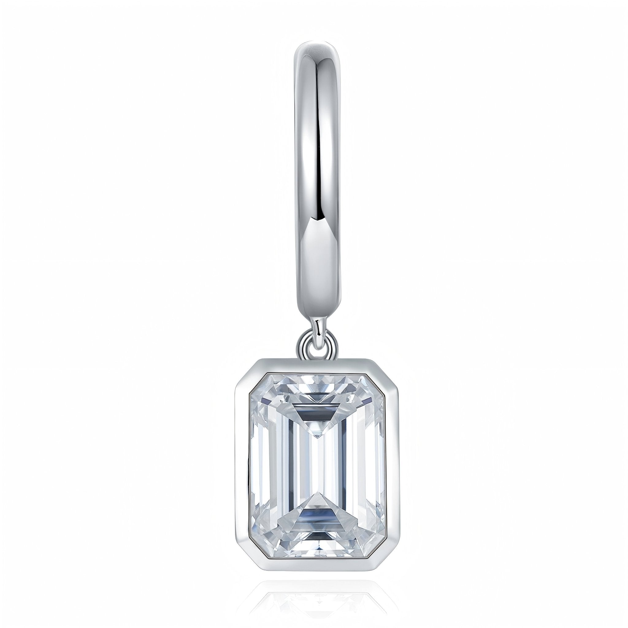 Boucles d’oreilles pendentif Moissanite taille émeraude 6x8mm en argent S925 plaqué platine set cadeau - IVOIRART.COM