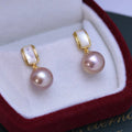 Boucles d'oreilles perles d'eau douce blanches 10 - 11 mm cercle parfait et brillant - IVOIRART.COM