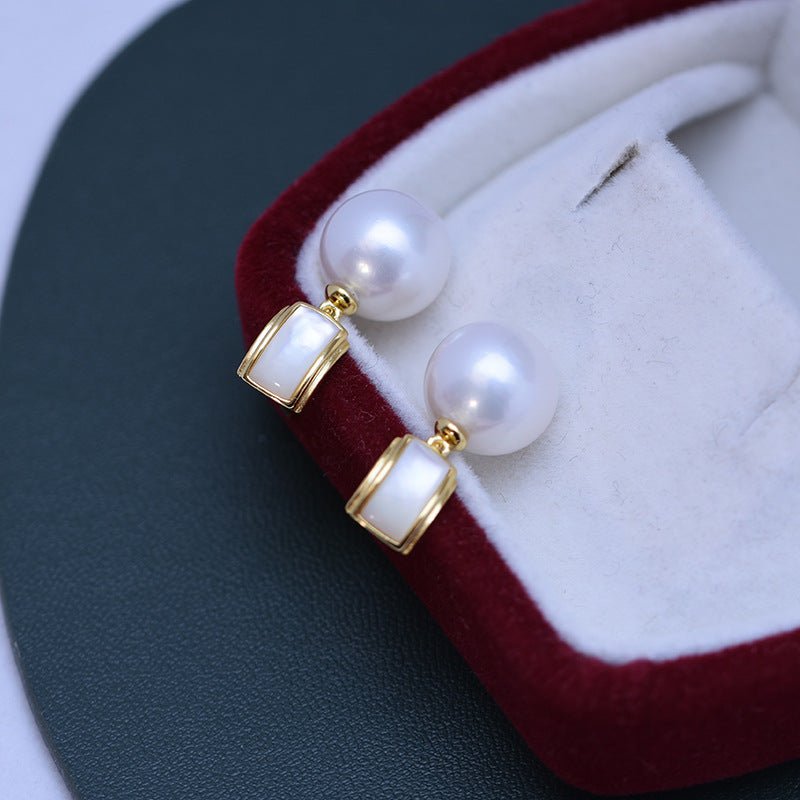 Boucles d'oreilles perles d'eau douce blanches 10 - 11 mm cercle parfait et brillant - IVOIRART.COM