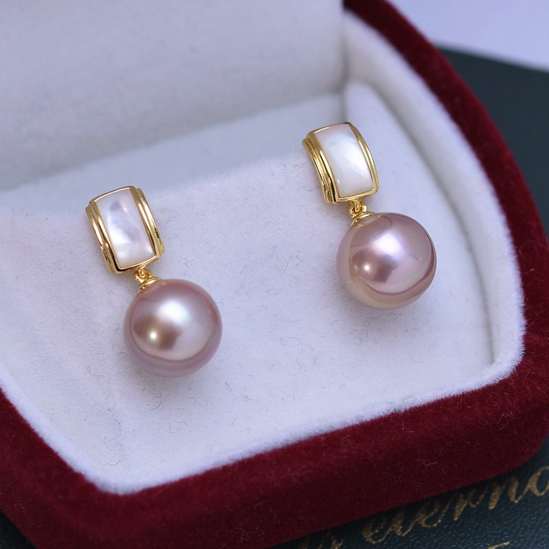 Boucles d'oreilles perles d'eau douce blanches 10 - 11 mm cercle parfait et brillant - IVOIRART.COM