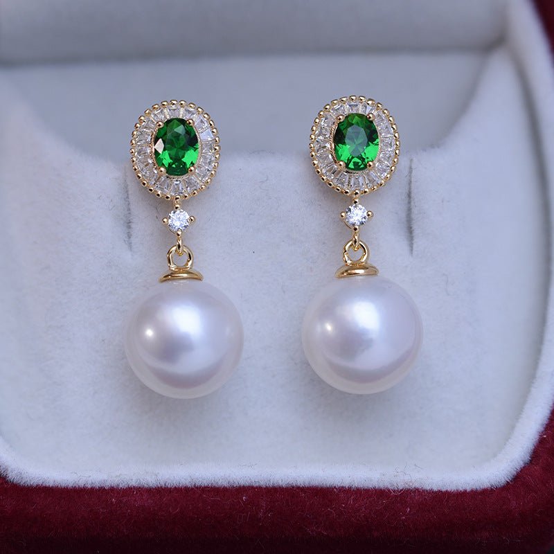 Boucles d'oreilles perles d'eau douce blanches 10 - 11mm parfait cercle microfissures - IVOIRART.COM