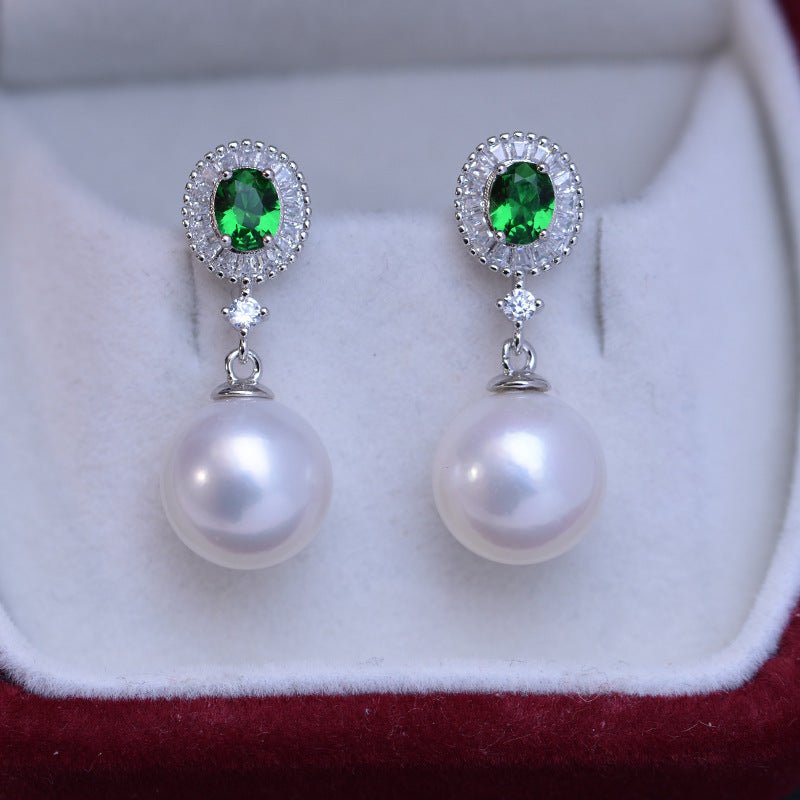 Boucles d'oreilles perles d'eau douce blanches 10 - 11mm parfait cercle microfissures - IVOIRART.COM