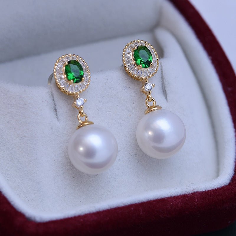 Boucles d'oreilles perles d'eau douce blanches 10 - 11mm parfait cercle microfissures - IVOIRART.COM