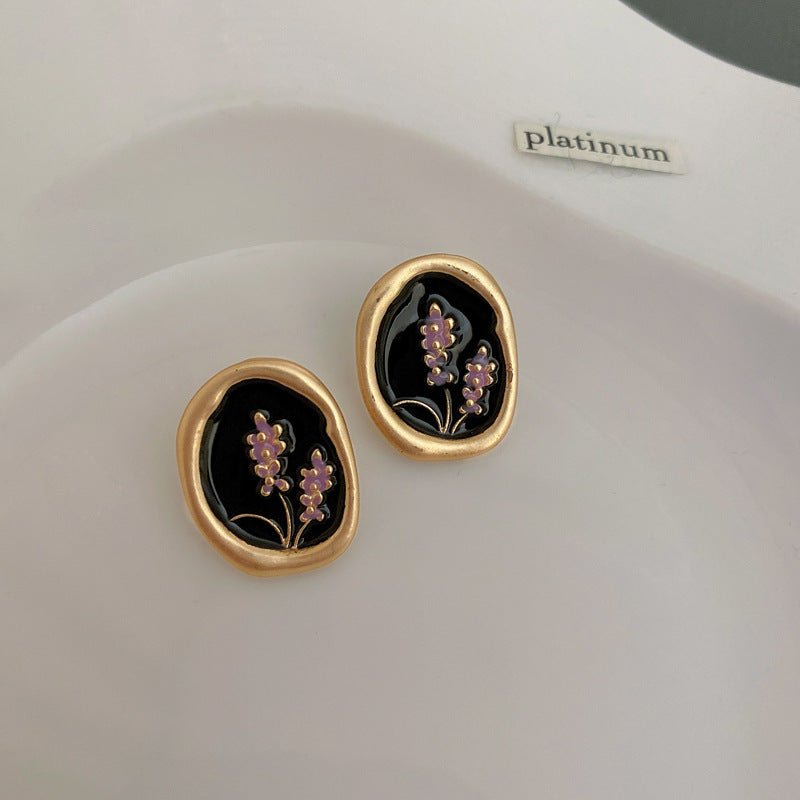 Boucles d'oreilles puces émaillées florales rétro - Luxe léger chic & polyvalent - IVOIRART.COM