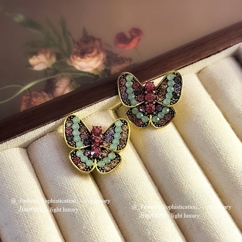 Boucles doreilles puces émaillées vintage fleur luxe léger chic polyvalent niche - IVOIRART.COM