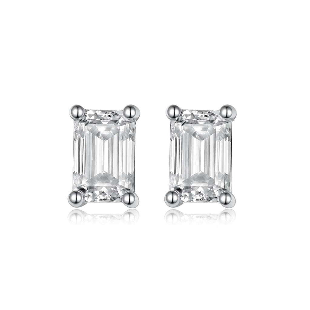 Boucles d'oreilles puces émeraude Moissanite S925 argent 0,8/1ct D-VVS1, plaqué. - IVOIRART.COM