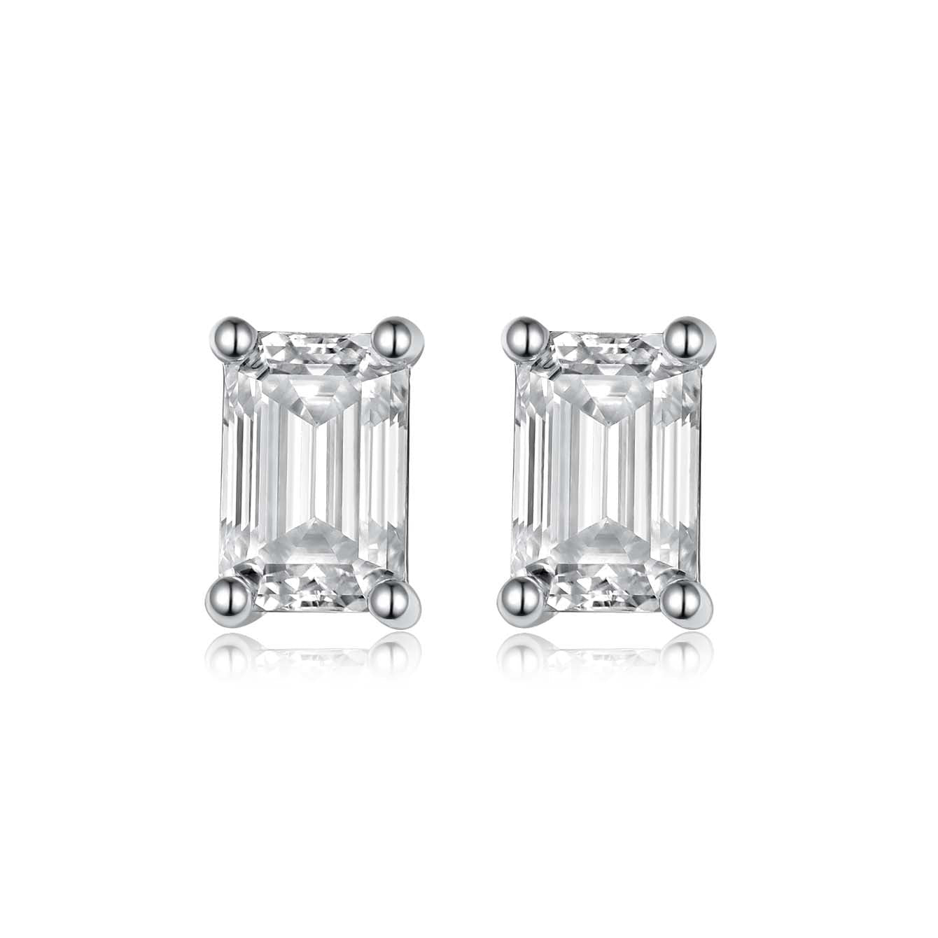 Boucles d'oreilles puces émeraude Moissanite S925 argent 0,8/1ct D-VVS1, plaqué. - IVOIRART.COM