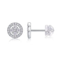 Boucles d'oreilles puces halo rondes S925 argent sterling Moissanite D-VVS1 Plat. - IVOIRART.COM