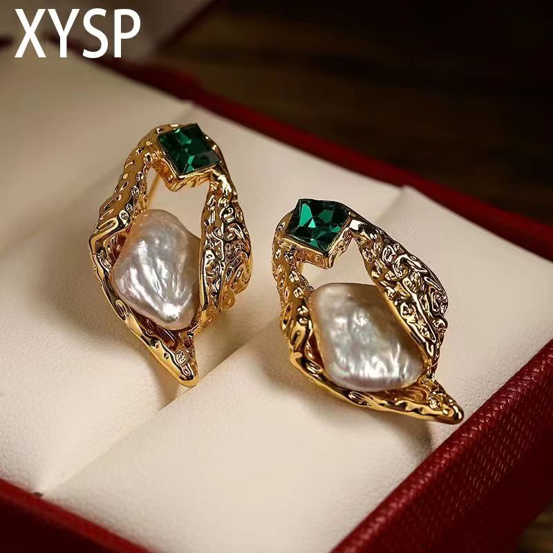 Boucles d’oreilles puces perle baroque 2026 style français aiguille argent 925 - IVOIRART.COM