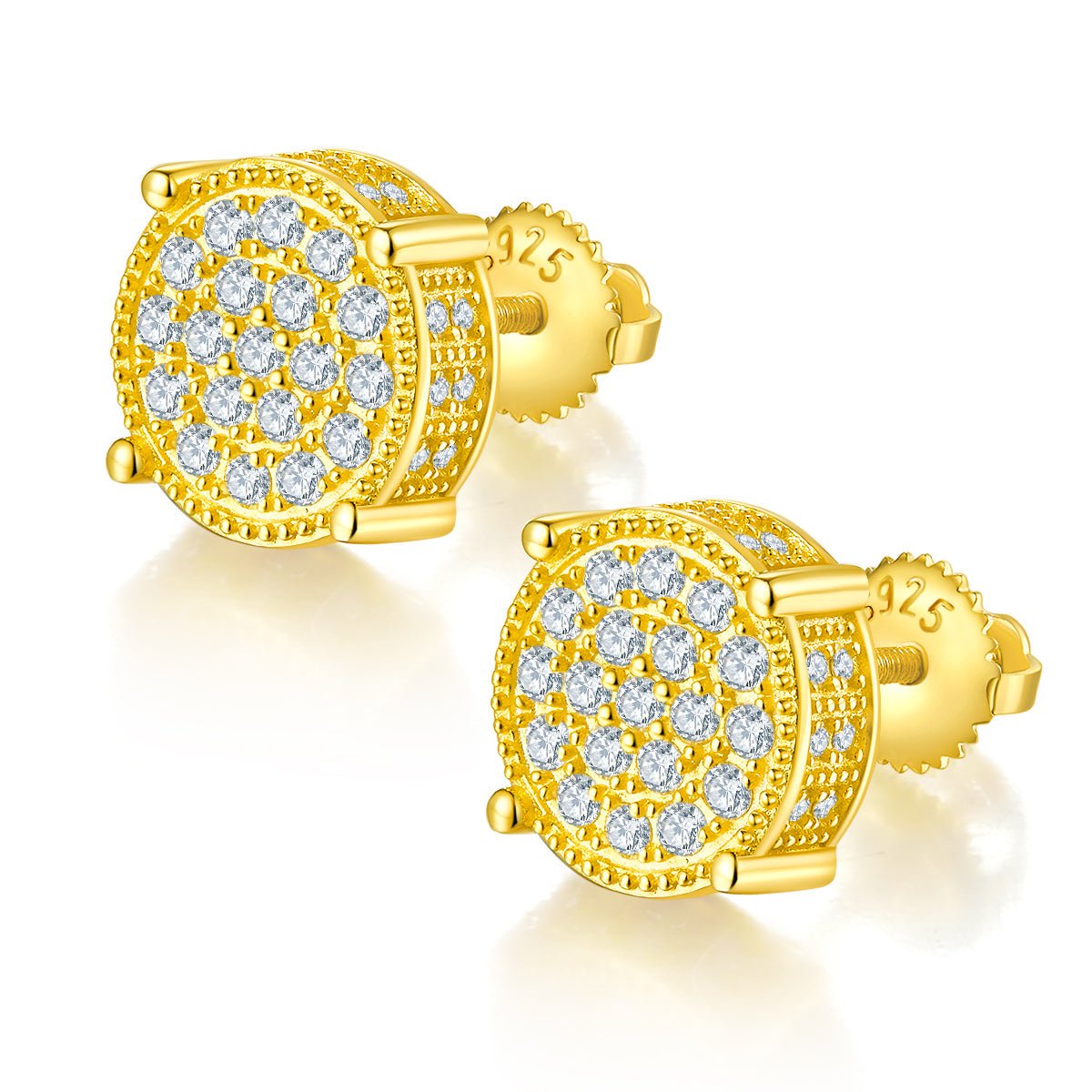 Boucles d'Oreilles Puces Rondes 3D Moissanite D Couleur VVS1 10,2 mm Argent 925 - IVOIRART.COM