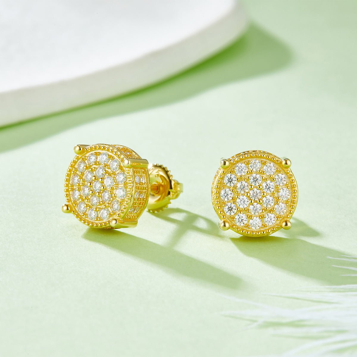 Boucles d'Oreilles Puces Rondes 3D Moissanite D Couleur VVS1 10,2 mm Argent 925 - IVOIRART.COM
