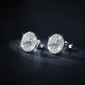 Boucles d’oreilles puces rondes en argent massif S925 Moissanite pavées étoile - IVOIRART.COM