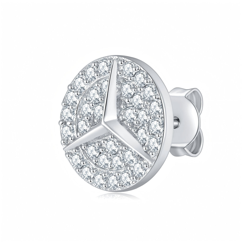 Boucles d’oreilles puces rondes en argent massif S925 Moissanite pavées étoile - IVOIRART.COM