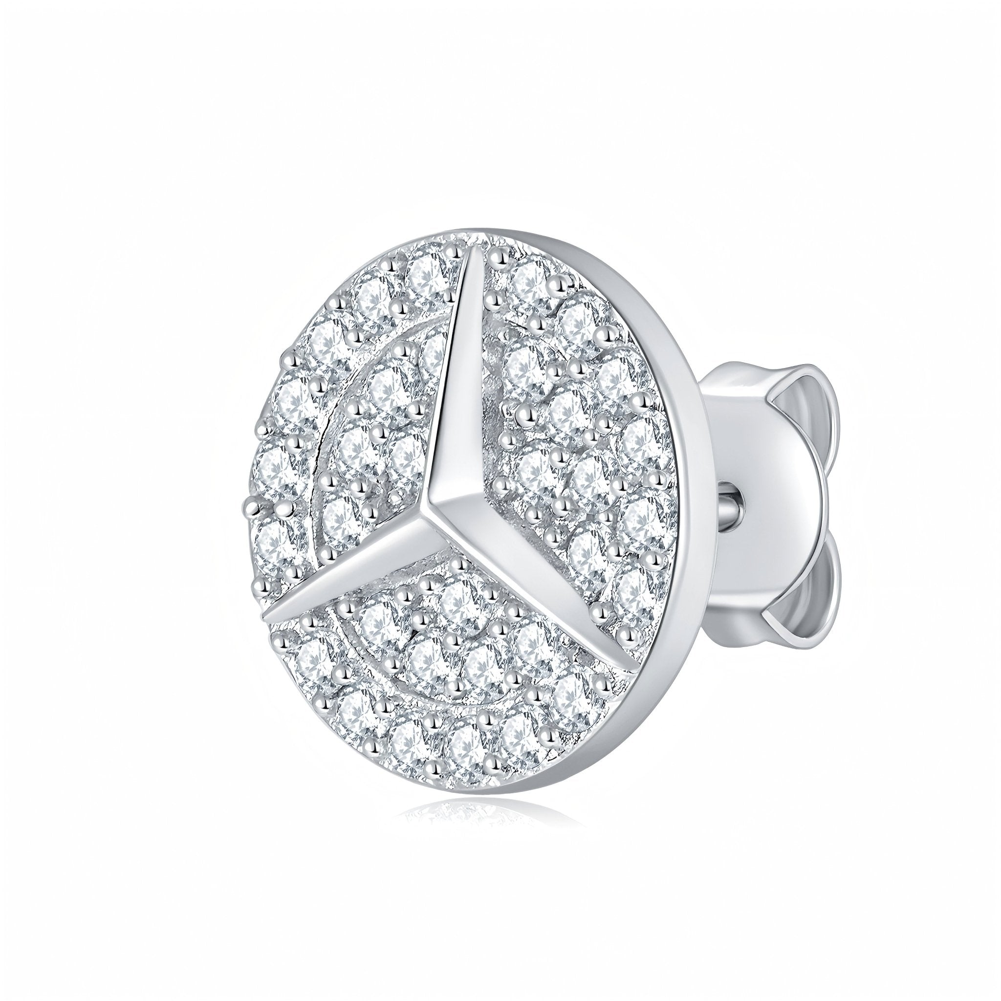 Boucles d’oreilles puces rondes en argent massif S925 Moissanite pavées étoile - IVOIRART.COM