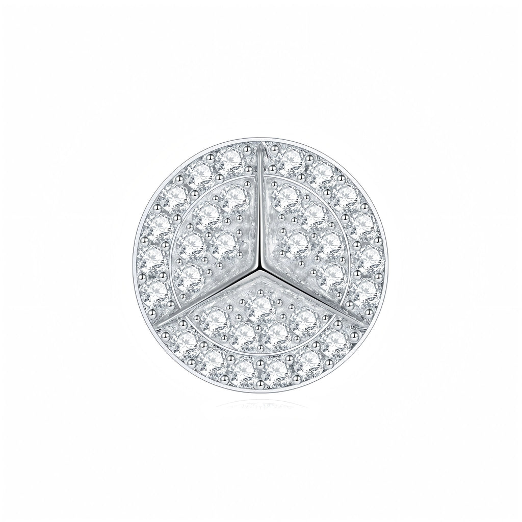 Boucles d’oreilles puces rondes en argent massif S925 Moissanite pavées étoile - IVOIRART.COM